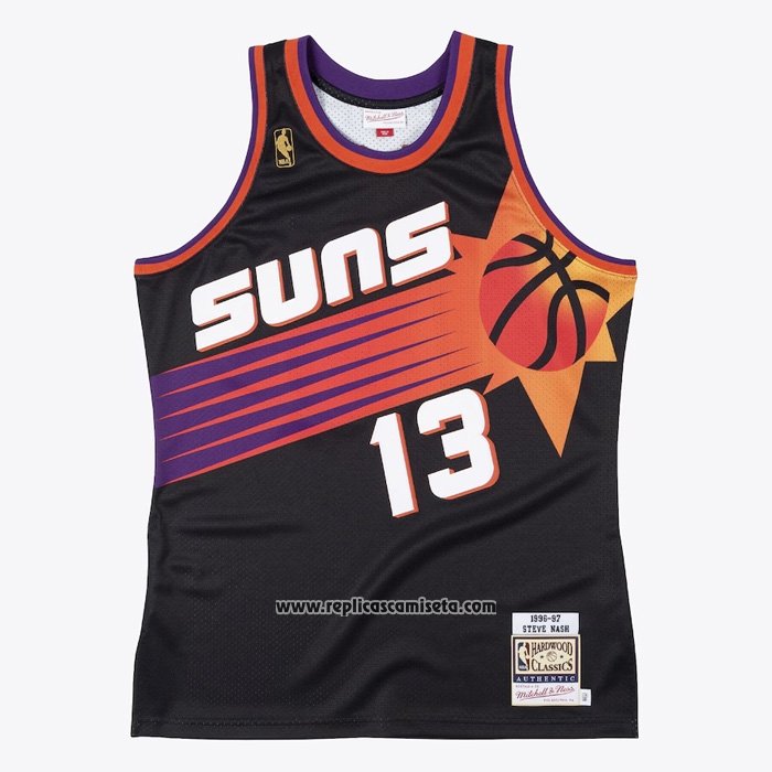 Camiseta Phoenix Suns Steve Nash NO 13 Mitchell & Ness 1996-97 Negro